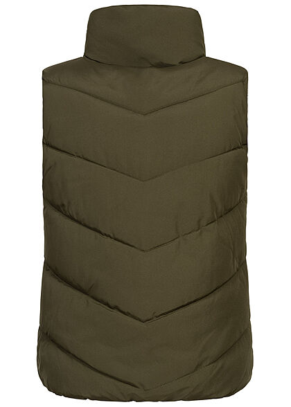 JDY by ONLY Damen Steppweste mit Stehkragen 2-Pockets forest night oliv grün