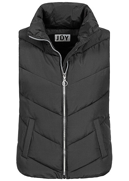 JDY by ONLY Damen Steppweste mit Stehkragen 2-Pockets schwarz