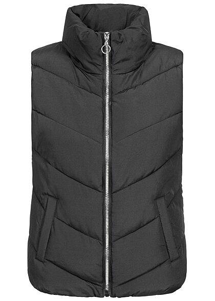 JDY by ONLY Damen Steppweste mit Stehkragen 2-Pockets schwarz
