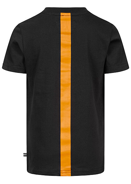 Jack and Jones Junior T-Shirt met borstzak contraststreep op de rug zwart oranje