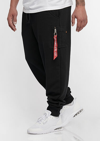 Alpha Industries Heren X-Fit Cargo Joggingbroek 4 Zakken brede ribboorden zwart