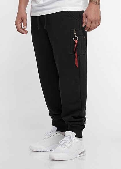 Alpha Industries Heren X-Fit Cargo Joggingbroek 4 Zakken brede ribboorden zwart