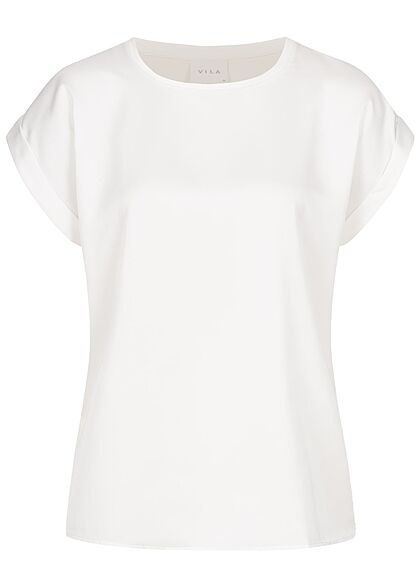 VILA Dames NOOS Satijnen Blouse met vleugelmouwen wit