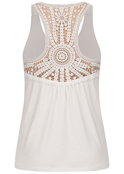 Seventyseven Lifestyle Vrouwen Viscose Haak Top Mandala Patroon wolk danser wit
