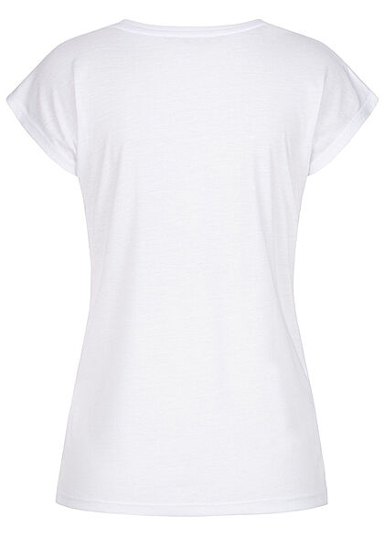 Seventyseven Lifestyle Dames T-Shirt met print en pailletten wit