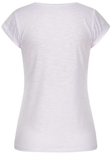 Seventyseven Lifestyle Dames T-Shirt met California print en pailletten wit