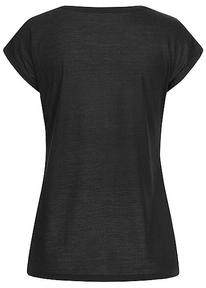Seventyseven Lifestyle Dames T-Shirt met print en pailletten zwart