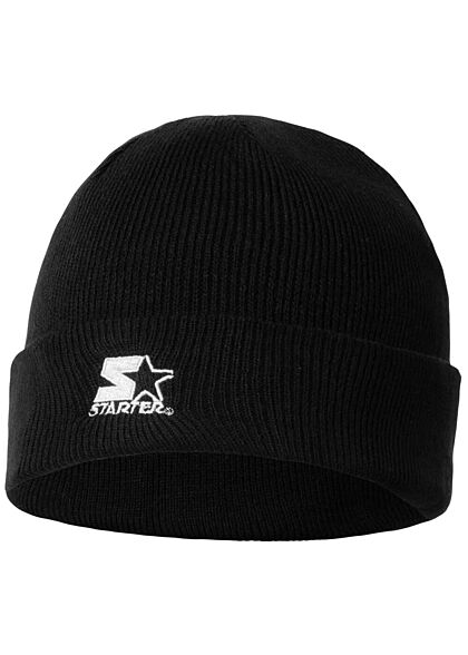 Starter Herren Beanie Mütze Logo gestickt schwarz weiss