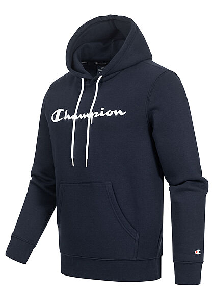 Champion Herren Basic Hoodie aus Baumwollfrottee mit Kapuze Kängurutasche dunkel blau