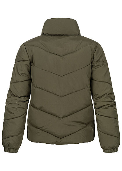 JDY by ONLY Damen kurze Steppjacke mit Stehkragen 2-Pockets forest night oliv