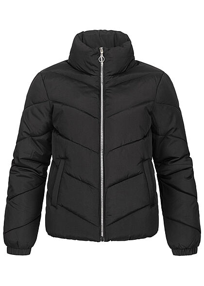 JDY by ONLY Damen kurze Steppjacke mit Stehkragen 2-Pockets schwarz