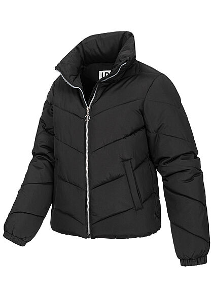 JDY by ONLY Damen kurze Steppjacke mit Stehkragen 2-Pockets schwarz
