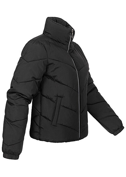 JDY by ONLY Damen kurze Steppjacke mit Stehkragen 2-Pockets schwarz