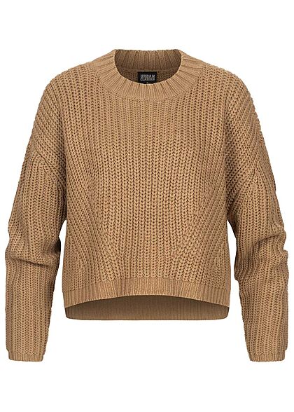 Urban Classics Damen Oversized Grobstrickpullover Sweater Vokuhila taupe grau braun - Art.-Nr.: 21090060