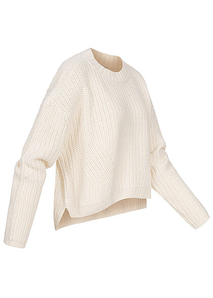 Urban Classics Damen Oversized Grobstrickpullover Sweater Vokuhila whitesand beige