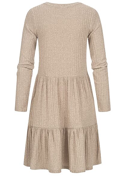 VILA Damen NOOS Ribbed Stufen Strickkleid fungi braun