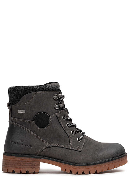 Tom Tailor Damen Schuh Worker Boots Stiefelette Kunstleder coal dunkel grau - Art.-Nr.: 21091120