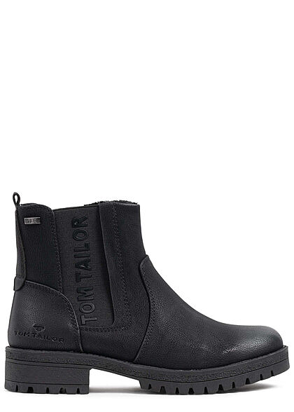 Tom Tailor Damen Schuh Worker Boots Stiefelette Kunstleder Zipper schwarz