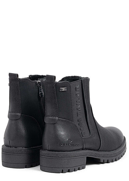 Tom Tailor Damen Schuh Worker Boots Stiefelette Kunstleder Zipper schwarz