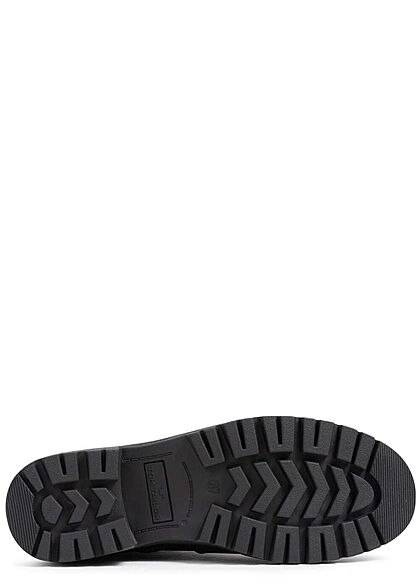 Tom Tailor Damen Schuh Worker Boots Stiefelette Kunstleder Zipper schwarz
