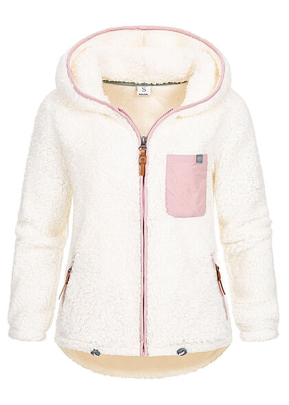 Sublevel Dames Fleece Zip Hoodie met 3 zakken wit