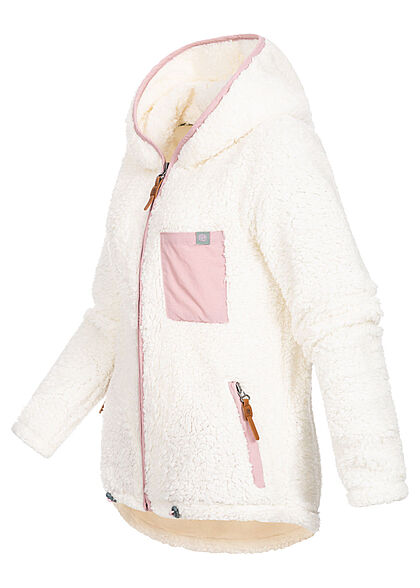 Sublevel Dames Fleece Zip Hoodie met 3 zakken wit