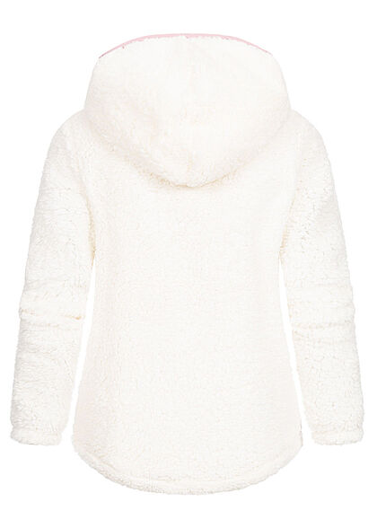 Sublevel Dames Fleece Zip Hoodie met 3 zakken wit