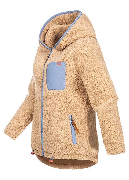 Sublevel Dames Fleece Zip Hoodie met 3 zakken beige