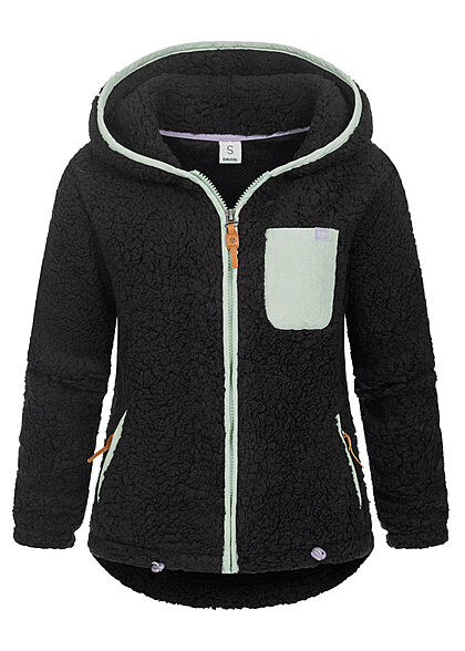 Sublevel Dames Fleece Zip Hoodie met 3 zakken zwart
