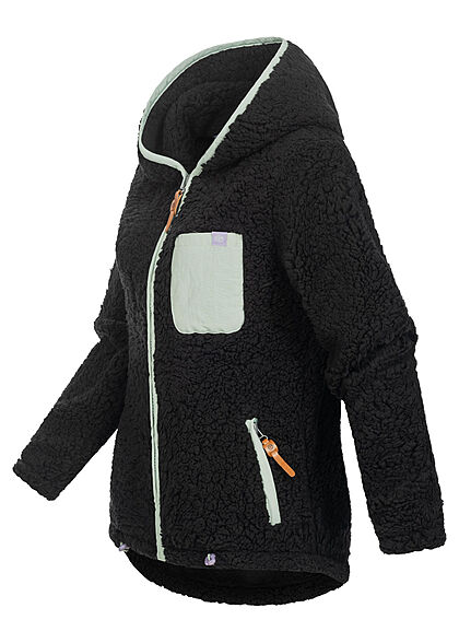 Sublevel Dames Fleece Zip Hoodie met 3 zakken zwart