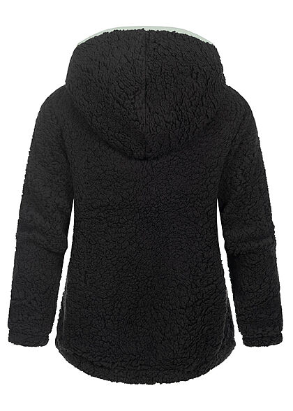 Sublevel Dames Fleece Zip Hoodie met 3 zakken zwart