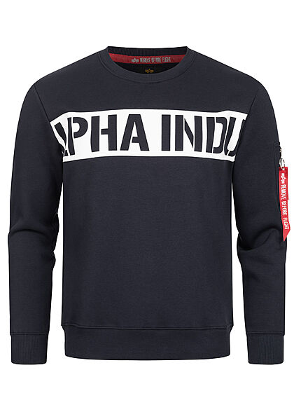 Alpha Industries Heren Trui met logo-opdruk marineblauw
