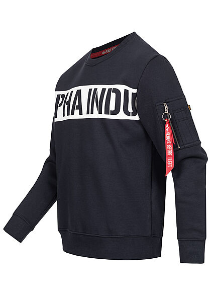 Alpha Industries Heren Trui met logo-opdruk marineblauw