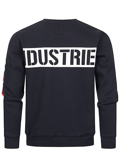 Alpha Industries Heren Trui met logo-opdruk marineblauw