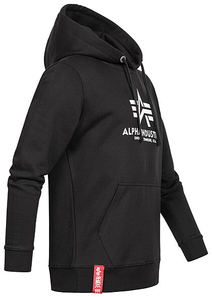 Alpha Industries Heren Hoodie met Kangaroo-Pocket Logo Print zwart