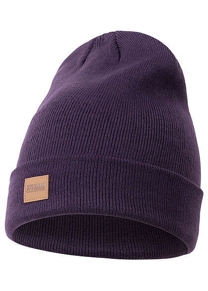 Urban Classics Heren long beanie met front patch paars