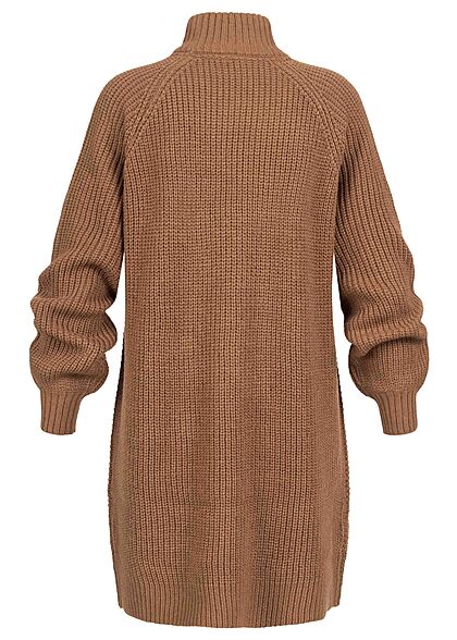 Noisy May Damen NOOS High-Neck Mini Strickkleid mit Ballonärm partridge dunkel braun