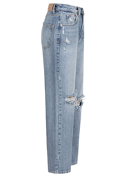ONLY Damen NOOS Oversized High-Waist Jeans 5-Pockets Heavy Destroy medium blau