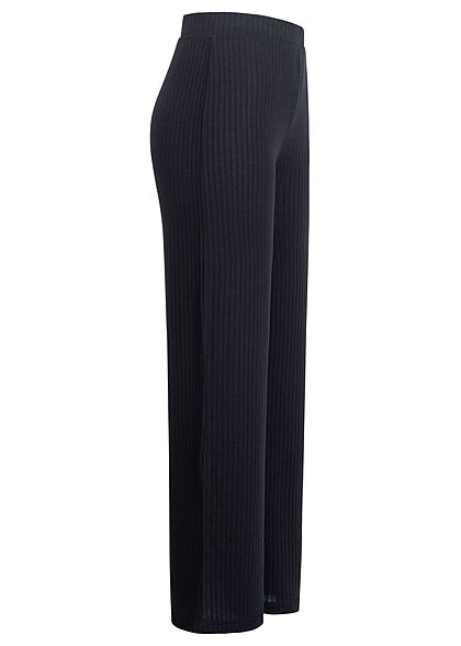 Pieces Damen NOOS High-Waist Struktur Stoffhose mit weitem Bein & elast. Bund schwarz