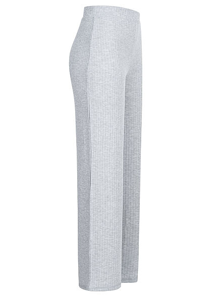 Pieces Damen NOOS High-Waist Struktur Stoffhose mit weitem Bein & elast. Bund hell grau