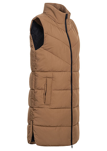 Noisy May Dames NOOS Gewatteerd vest met hoge hals en 2 zakken bruin