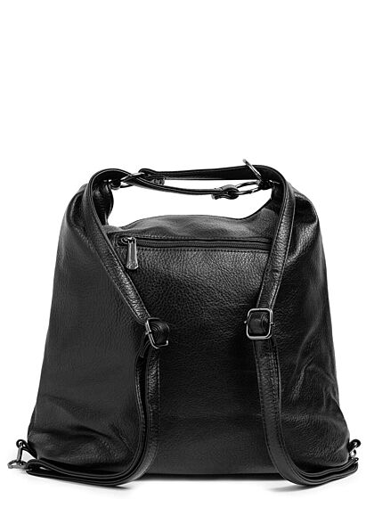 Styleboom Fashion Dames 2in1 handtas en rugzak gestructureerd imitatieleer zwart