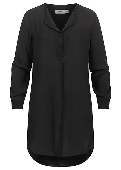 VILA Dames NOOS Blouse met lange mouwen en V-hals zwart