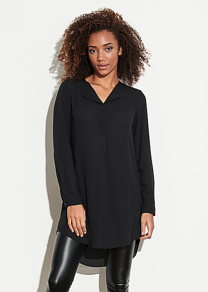 VILA Dames NOOS Blouse met lange mouwen en V-hals zwart