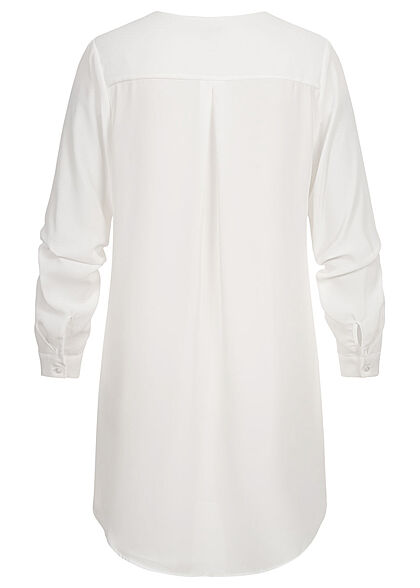 VILA Dames NOOS Blouse met lange mouwen en V-hals wit