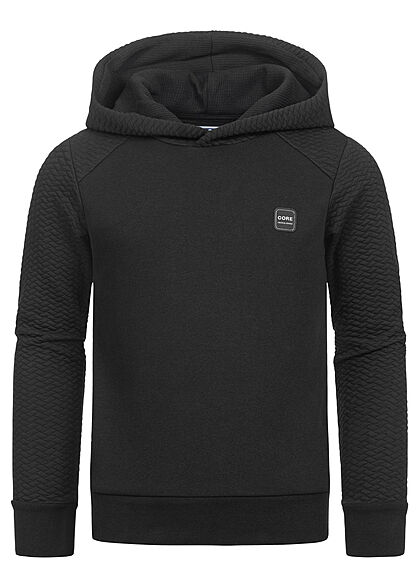 Jack and Jones Junior Hoodie Sweater mit Kapuze Logo Patch schwarz