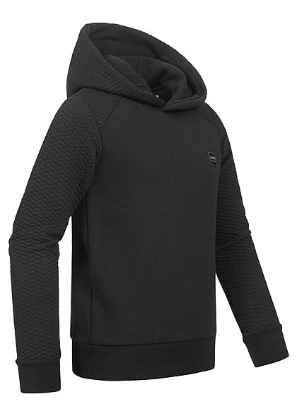 Jack and Jones Junior Hoodie Sweater mit Kapuze Logo Patch schwarz