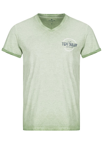 Tom Tailor Herren T-Shirt mit Logo Print hell mint grün - Art.-Nr.: 21092216