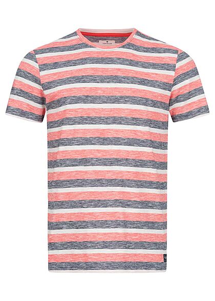 Tom Tailor Herren T-Shirt mit Streifen multicolor rot blau - Art.-Nr.: 21092217