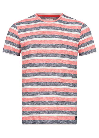 Tom Tailor Herren T-Shirt mit Streifen multicolor rot blau
